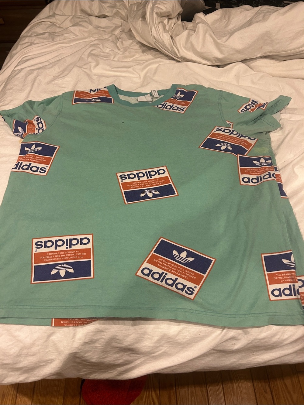 adidas Mint Green Short Sleeve Graphic Logo Tee
